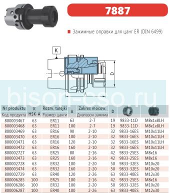 Цанговый патрон Bison-Bial Польша 7887-63-11-63 ER11 Цанговый патрон Bison-Bial Польша 7887-63-11-63 ER11