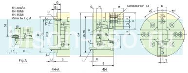 Патрон токарный Autogrip 4H-208 4-х кулачковый механизированный с большим проходным отверстием