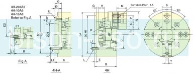 Патрон токарный Autogrip 4H-15A11 4-х кулачковый механизированный со сквозным отверстием