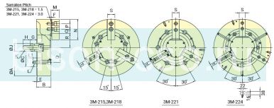 Патрон токарный Autogrip 3М-215 Ф381 механизированный с увеличенным ходом кулачков без проходного отверстия