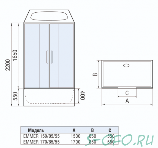 Душевая кабина Weltwasser EMMER  170/85/55-2