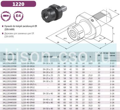 Державка VDI E4 1220-30-ER32-L Bison-Bial для цанг ER по DIN 6499