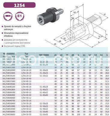 Державка VDI осевая  E1-50x40 тип 1254 Bison-Bial с подводом СОЖ