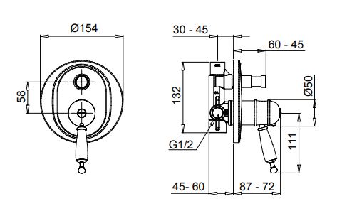 Смеситель термостатический для ванны/душа Migliore Oxford ML.OXF-6372.BI схема 7