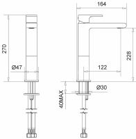 Смеситель однорычажный для раковины высокий Migliore Tenesi ML.TEN-6617 схема 2