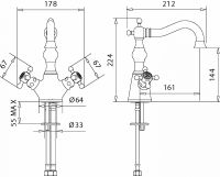 Смеситель для раковины двухвентильный Migliore Arcadia ML.ARC-8334 схема 6