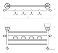 Полка с крючками и полотенцедержателем Migliore Olivia ML.OLV-60.629 схема 2