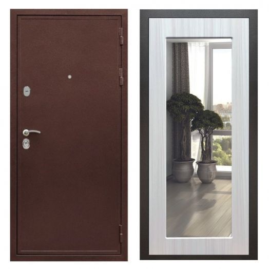 Дверь входная металлическая Great Doors H5 Антик Медь Зеркало 18 Сандал Светлый