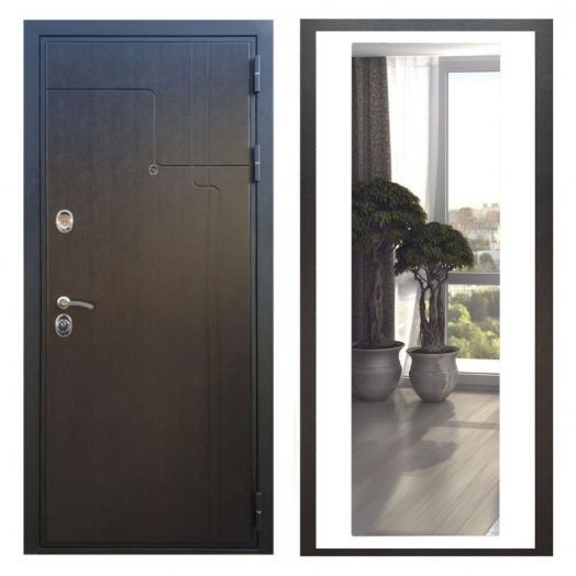 Дверь входная металлическая Great Doors H246 Венге Зеркало XL Белый Софт