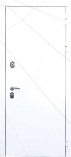 Дверь входная металлическая Great Doors H13 Белая шагрень Зеркало Мини ФЛЗ-120 Бетон Темный