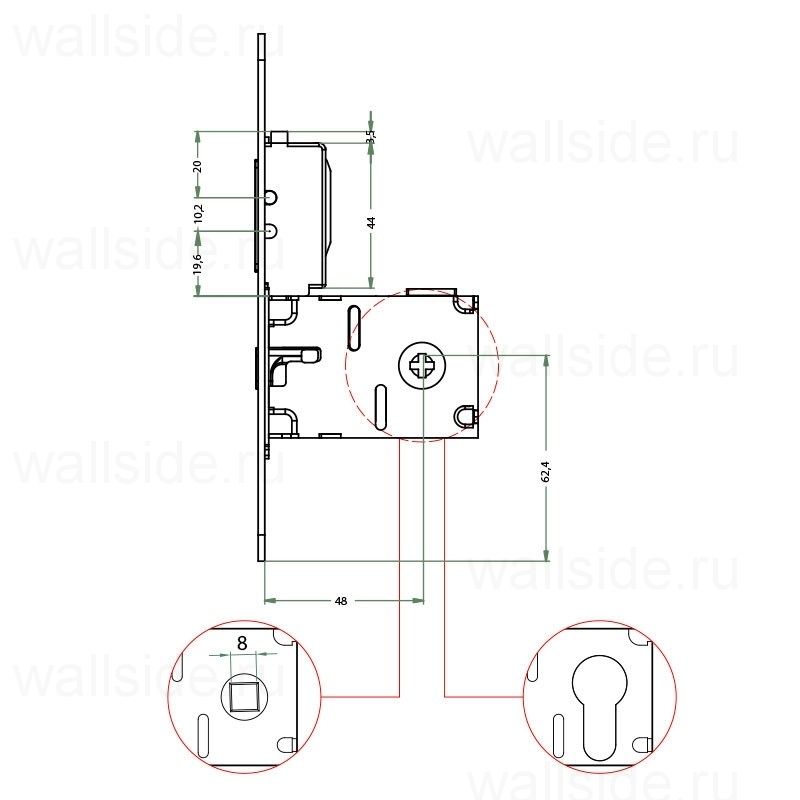 Ручка с замком G500T H21 Quadro комплект WC Бронза