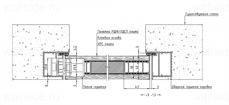 Скрытая дверь Pro Design Panel Egger наружного открывания