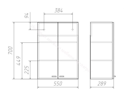 Шкаф навесной Классик 02-55 АЙСБЕРГ
