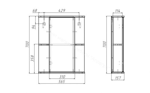 Шкаф-зеркало Норма 2-55 правый АЙСБЕРГ