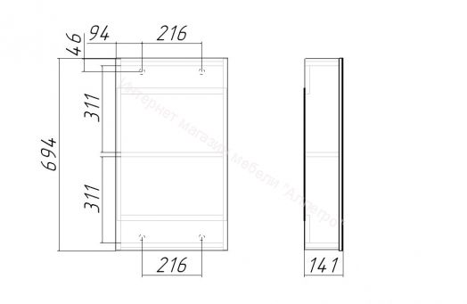 Шкаф-зеркало Норма 40 1 дверь АЙСБЕРГ