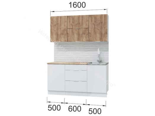 Кухонный гарнитур "Асти"  Вайт 1,6 м