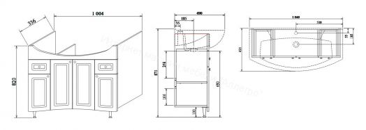 Тумба с умывальником "Элеганс 105" Софи с ящиками Sanflor