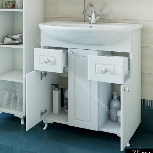 Тумба с умывальником "Элеганс 75" Софи с ящиками Sanflor