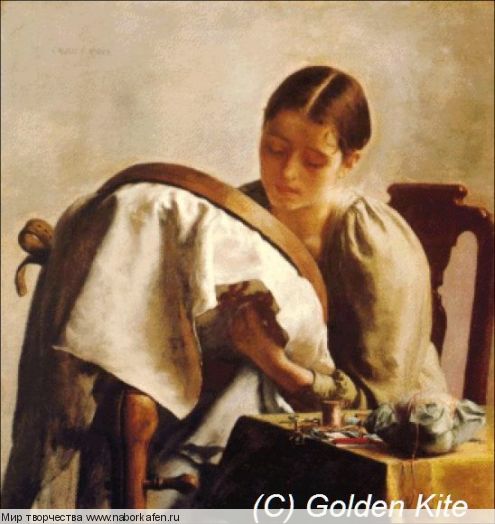 Набор для вышивания "2563 Young Girl Embroidering"