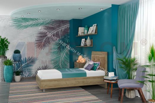 Кровать КР-2855 (0,9 м х 1,9 м) с мягким изголовьем Мелисса