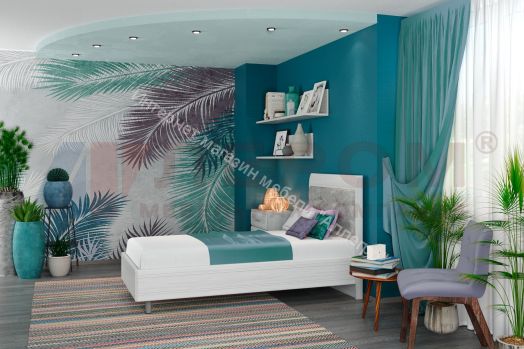 Кровать КР-2855 (0,9 м х 1,9 м) с мягким изголовьем Мелисса