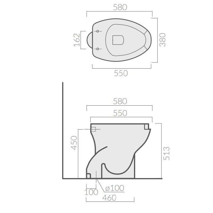 Унитаз для инвалидов Galassia Comfort line с вертикальным выпуском 58x38 4019 схема 2