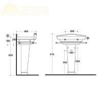 Раковина Galassia Ethos 8436M с 1 отверстием и переливом 110x54 схема 2