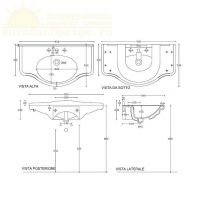 Раковина Galassia Ethos 8434M с 1 отверстием и переливом 95x54 схема 2