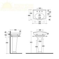 Раковина Galassia Ethos 8431 с 3 отверстиями и переливом 55x44 схема 2