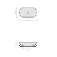 Овальная раковина Galassia M2 5234 без перелива 70x37 см схема 2