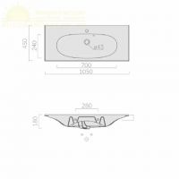 Раковина Galassia Ergo 7103 с 1 отверстием и переливом 105x45 схема 2