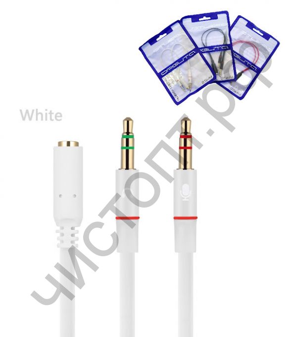 Переходник гнездо 3,5 мм на 2*штекера 3,5 мм 20см OT-AVC43 Белый гарнитуру смартфона в комп