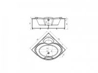 Фирменная ванна четверть круга Акватек Эпсилон 150х150 схема 3