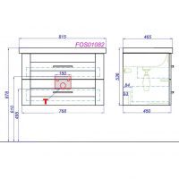 Подвесная тумба для раковины Aqwella Foster 81х54 схема 2