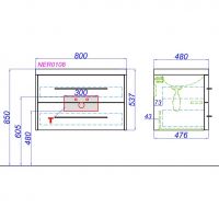 Тумба с раковиной Aqwella Neringa два ящика 80х54 схема 2