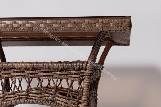 Стол FM-2001 квадратный, коричневый, искусственный ротанг/стекло