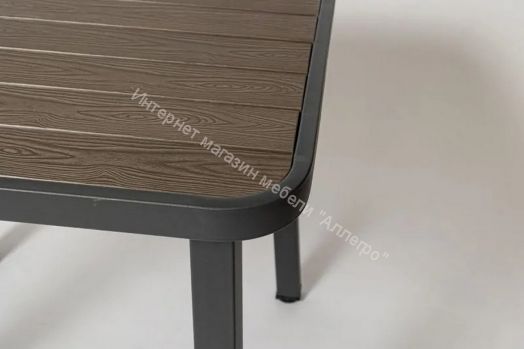 Стол PT 846-1 (800х800) Темно-коричневый со стеклом, рolywood