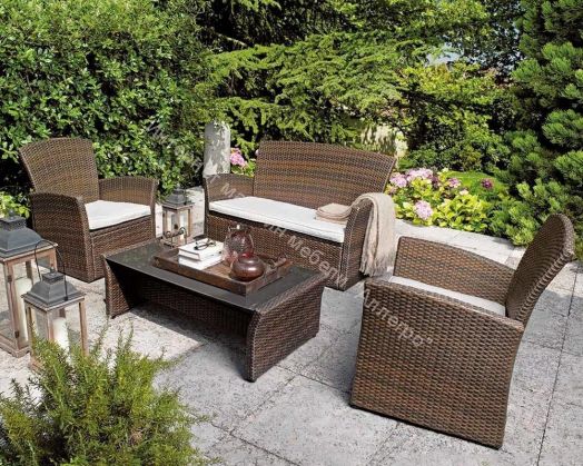 Комплект садовой мебели "Майами" (диван, 2 кресла RS 31/стол RD31) коричневый искусственный ротанг