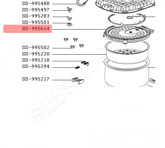 Крышка -дефлектор (отсекатель) мультиварки - рисоварки TEFAL (Тефаль) RK814. Артикул SS-995614