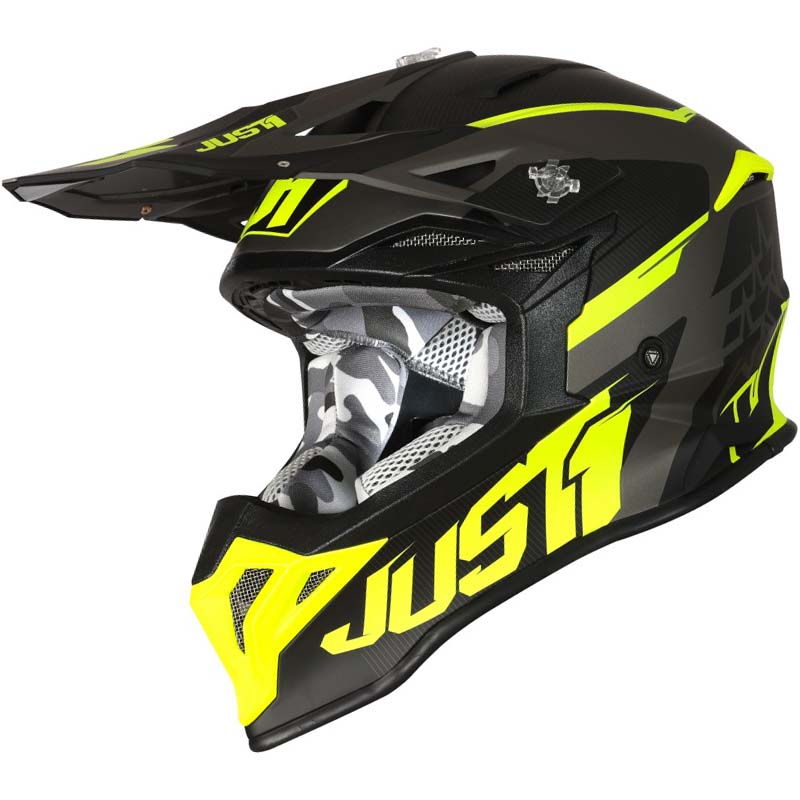 Just1 J39 Stars Black Fluo Yellow Titanium шлем внедорожный