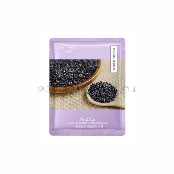 Маска тканевая одноразовая с добавлением черного риса OneSpring Black Rice Elastic Beauty Skin Silk Mask