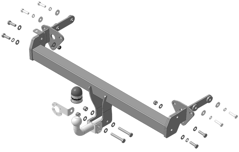 Фаркоп с оцинкованным шаром на Subaru Outback 2021-. Необходима подрезка бампера. Тип шара: A. Нагрузки: 2000/100 кг, масса фаркопа 16,2 кг (без элект