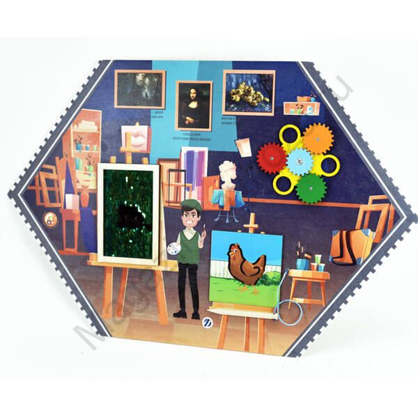 Бизиборд (дидактическая панель) настенный ХУДОЖНИК. Серия ИЗУЧАЕМ ПРОФЕССИИ