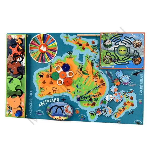 Бизиборд (дидактическая панель) настенный "Животный и растительный мир Австралии". Серия: НАША ПЛАНЕТА - ЗЕМЛЯ
