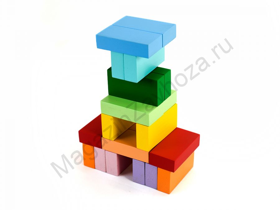 Строительный набор из дерева ЦВЕТНЫЕ КИРПИЧИКИ 20 штук КАРТОН