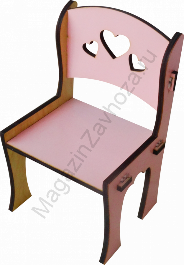 Стул для кукол деревянный розовый