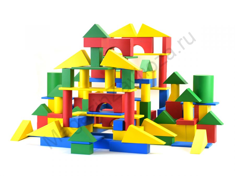 Конструктор детский СТРОИТЕЛЬ напольный цельнодеревянный 122 элемента