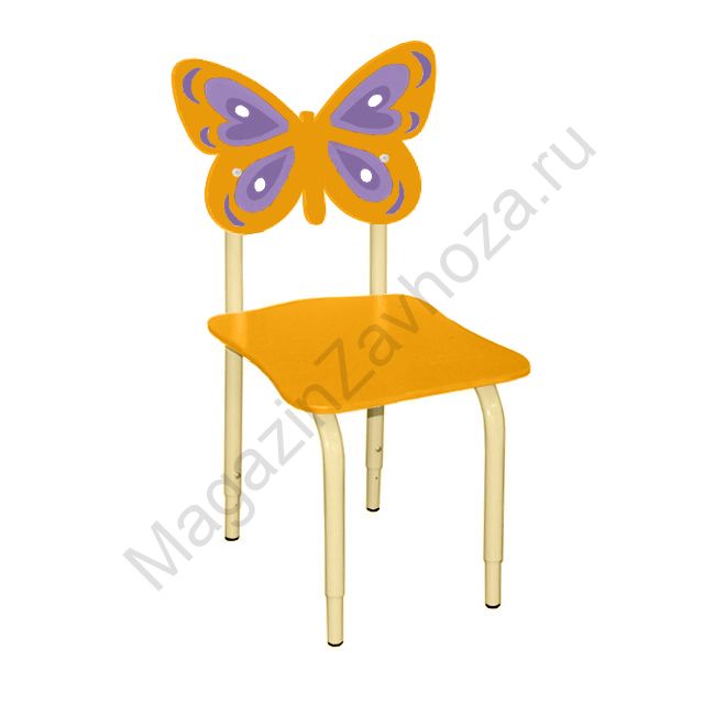СТУЛ ДЕТСКИЙ НА МЕТАЛЛОКАРКАСЕ РЕГУЛИРУЕМЫЙ БАБОЧКИ 121 ОРАНЖЕВЫЙ