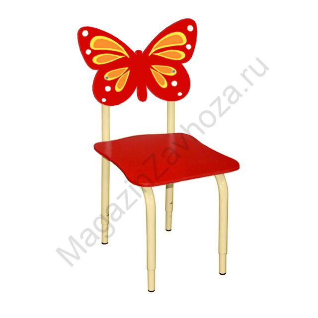 СТУЛ ДЕТСКИЙ НА МЕТАЛЛОКАРКАСЕ РЕГУЛИРУЕМЫЙ БАБОЧКИ 120 КРАСНЫЙ