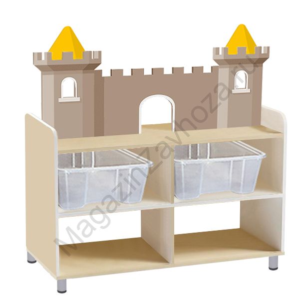 ТУМБА ДЛЯ ИГРУШЕК И ПОСОБИЙ 7 ДВУСТОРОННЯЯ НА МЕТАЛЛИЧЕСКИХ НОЖКАХ С 4-МЯ КОНТЕЙНЕРАМИ И МИНИ-МАТАМИ